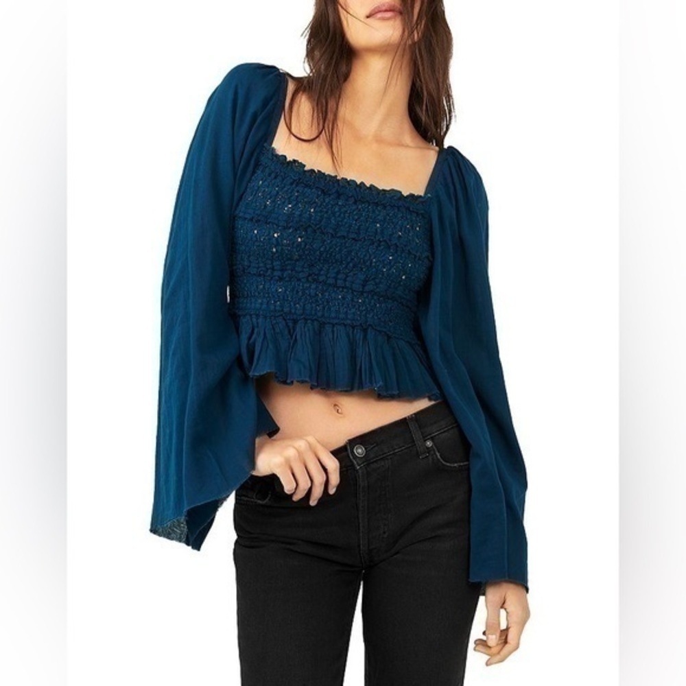 Free People Afton Bell Sleeve Crop Top NWT